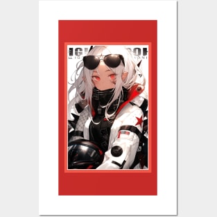 Aesthetic Anime Girl Red White Black | Quality Aesthetic Anime Design | Chibi Manga Anime Art Posters and Art